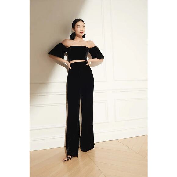 Cara Cara Firenze Velvet-Effect Flared Pants - Picture 1 of 5